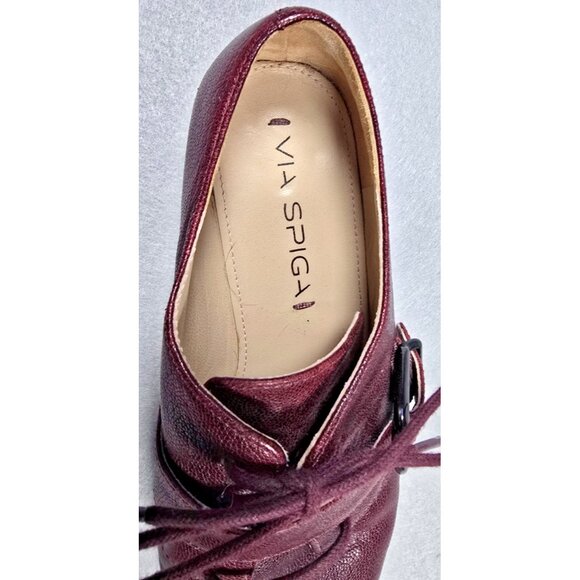 VTG Via Spiga Ladonna Bordeaux Stud Loafers 5M - Picture 6 of 16